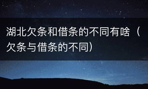 湖北欠条和借条的不同有啥（欠条与借条的不同）