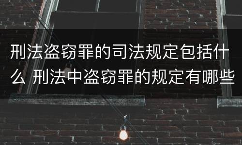 刑法盗窃罪的司法规定包括什么 刑法中盗窃罪的规定有哪些