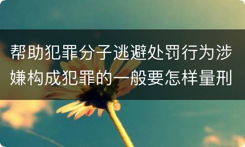 帮助犯罪分子逃避处罚行为涉嫌构成犯罪的一般要怎样量刑