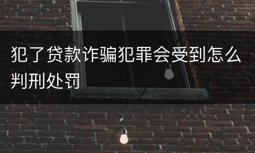犯了贷款诈骗犯罪会受到怎么判刑处罚