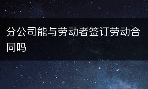 分公司能与劳动者签订劳动合同吗