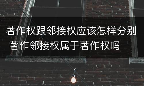 著作权跟邻接权应该怎样分别 著作邻接权属于著作权吗
