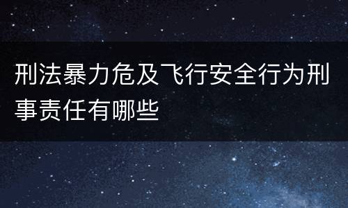 刑法暴力危及飞行安全行为刑事责任有哪些