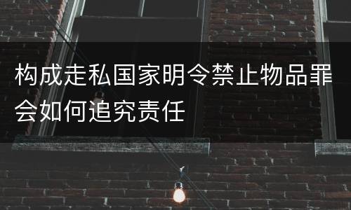 构成走私国家明令禁止物品罪会如何追究责任