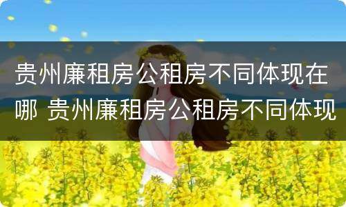 贵州廉租房公租房不同体现在哪 贵州廉租房公租房不同体现在哪些方面