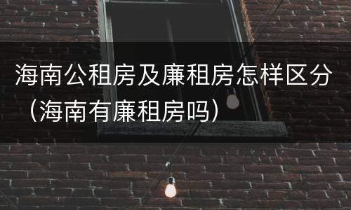 海南公租房及廉租房怎样区分（海南有廉租房吗）