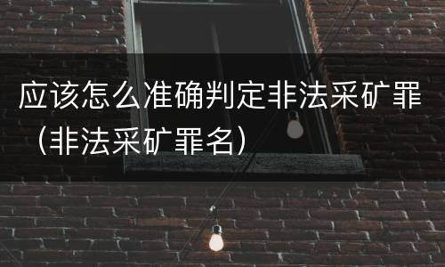 应该怎么准确判定非法采矿罪（非法采矿罪名）