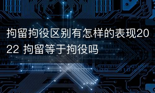 拘留拘役区别有怎样的表现2022 拘留等于拘役吗