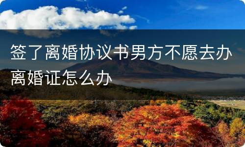 签了离婚协议书男方不愿去办离婚证怎么办