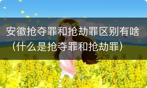 安徽抢夺罪和抢劫罪区别有啥（什么是抢夺罪和抢劫罪）