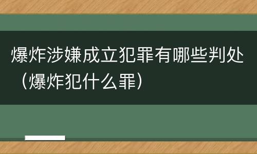 爆炸涉嫌成立犯罪有哪些判处（爆炸犯什么罪）