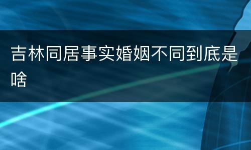 吉林同居事实婚姻不同到底是啥