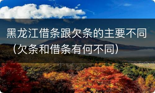 黑龙江借条跟欠条的主要不同（欠条和借条有何不同）