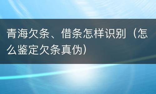 青海欠条、借条怎样识别（怎么鉴定欠条真伪）