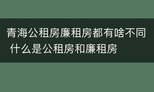 青海公租房廉租房都有啥不同 什么是公租房和廉租房