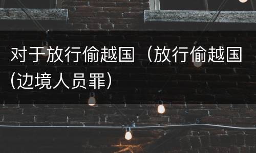 对于放行偷越国（放行偷越国(边境人员罪）