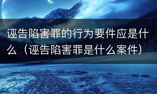 诬告陷害罪的行为要件应是什么（诬告陷害罪是什么案件）
