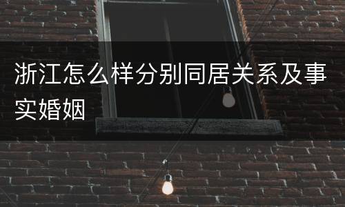 浙江怎么样分别同居关系及事实婚姻