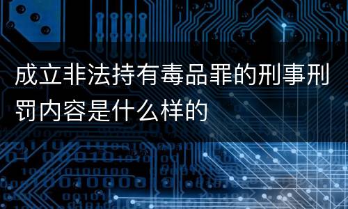 成立非法持有毒品罪的刑事刑罚内容是什么样的