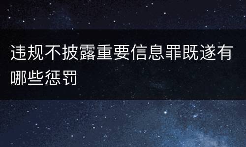 违规不披露重要信息罪既遂有哪些惩罚