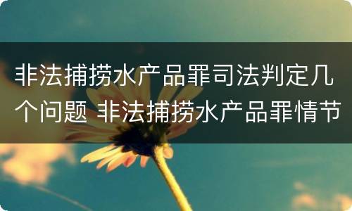 非法捕捞水产品罪司法判定几个问题 非法捕捞水产品罪情节严重的认定