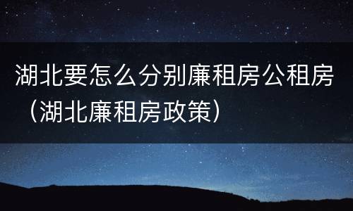 湖北要怎么分别廉租房公租房（湖北廉租房政策）