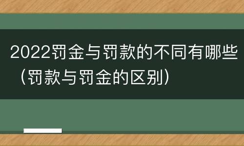 2022罚金与罚款的不同有哪些（罚款与罚金的区别）