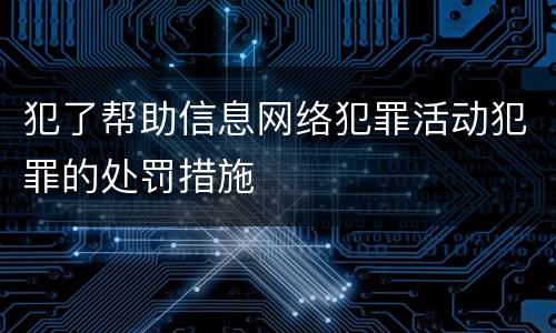 犯了帮助信息网络犯罪活动犯罪的处罚措施
