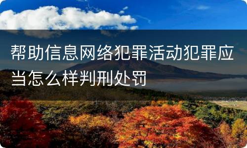 帮助信息网络犯罪活动犯罪应当怎么样判刑处罚