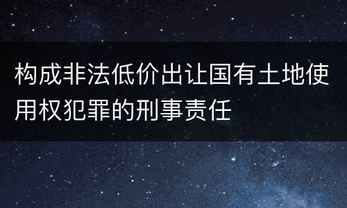 构成非法低价出让国有土地使用权犯罪的刑事责任