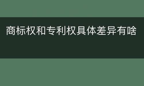 商标权和专利权具体差异有啥