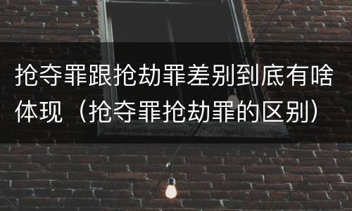 抢夺罪跟抢劫罪差别到底有啥体现（抢夺罪抢劫罪的区别）