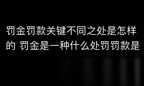 罚金罚款关键不同之处是怎样的 罚金是一种什么处罚罚款是一种什么处罚