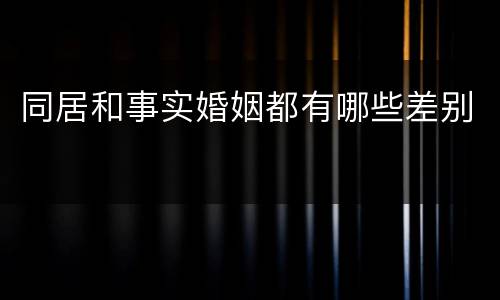 同居和事实婚姻都有哪些差别