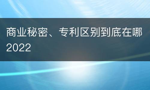 商业秘密、专利区别到底在哪2022