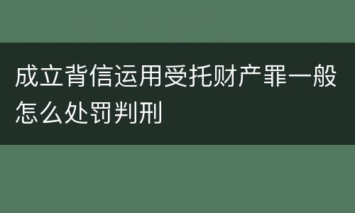 成立背信运用受托财产罪一般怎么处罚判刑