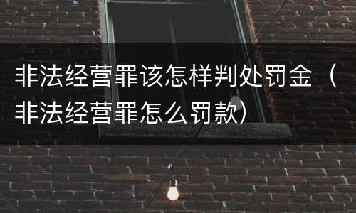 非法经营罪该怎样判处罚金（非法经营罪怎么罚款）