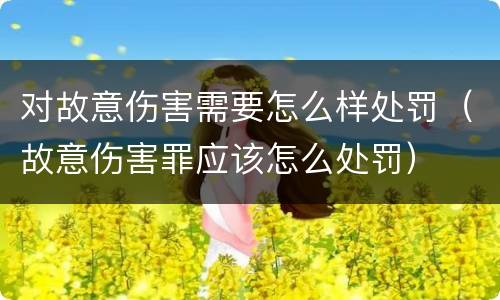 对故意伤害需要怎么样处罚（故意伤害罪应该怎么处罚）