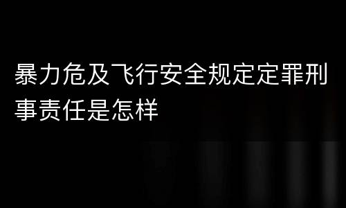 暴力危及飞行安全规定定罪刑事责任是怎样