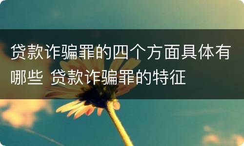 贷款诈骗罪的四个方面具体有哪些 贷款诈骗罪的特征