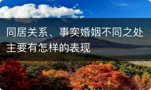 同居关系、事实婚姻不同之处主要有怎样的表现
