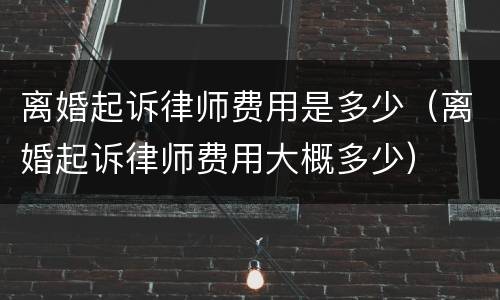 离婚起诉律师费用是多少（离婚起诉律师费用大概多少）