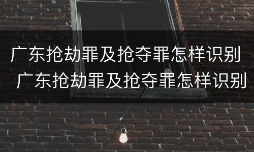广东抢劫罪及抢夺罪怎样识别 广东抢劫罪及抢夺罪怎样识别的