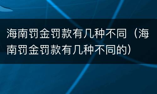 海南罚金罚款有几种不同（海南罚金罚款有几种不同的）