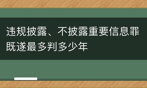 违规披露、不披露重要信息罪既遂最多判多少年