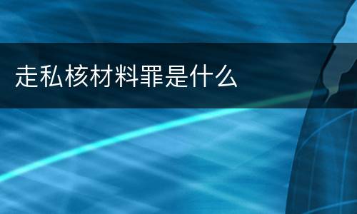 走私核材料罪是什么