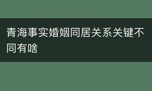 青海事实婚姻同居关系关键不同有啥