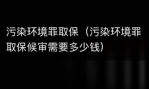 污染环境罪取保（污染环境罪取保候审需要多少钱）