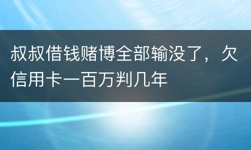 叔叔借钱赌博全部输没了，欠信用卡一百万判几年