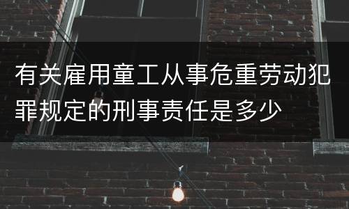有关雇用童工从事危重劳动犯罪规定的刑事责任是多少